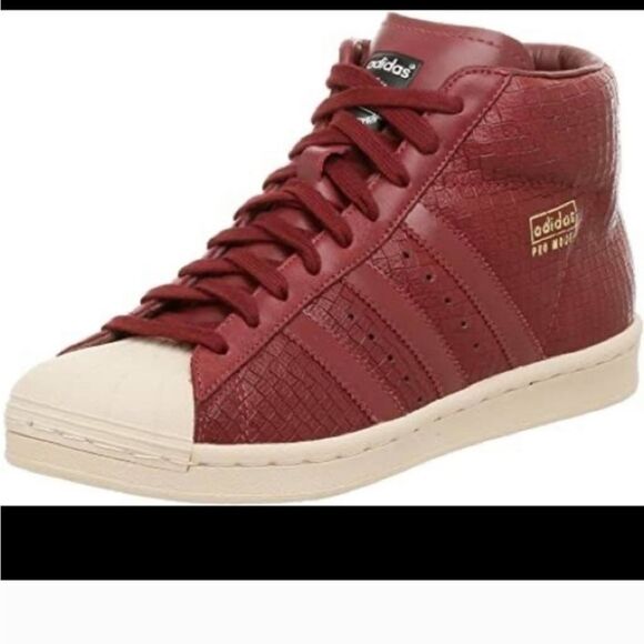 2006 Adidas Pro Model Burgundy Shell Toe Superstar High Top Sneakers Size 10.5 - Picture 1 of 10